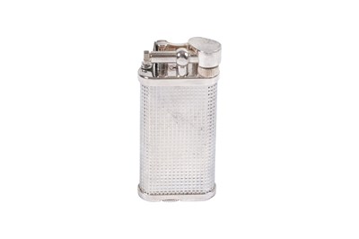 Lot 53 - DUNHILL “UNIQUE” SILVER PALTED LIGHTER WITH BOX AND PAPERS.