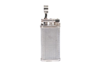 Lot 53 - DUNHILL “UNIQUE” SILVER PALTED LIGHTER WITH BOX AND PAPERS.