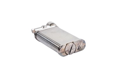 Lot 53 - DUNHILL “UNIQUE” SILVER PALTED LIGHTER WITH BOX AND PAPERS.