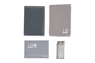 Lot 53 - DUNHILL “UNIQUE” SILVER PALTED LIGHTER WITH BOX AND PAPERS.