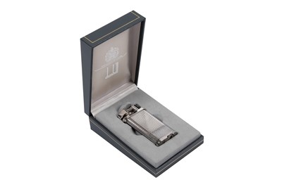 Lot 53 - DUNHILL “UNIQUE” SILVER PALTED LIGHTER WITH BOX AND PAPERS.