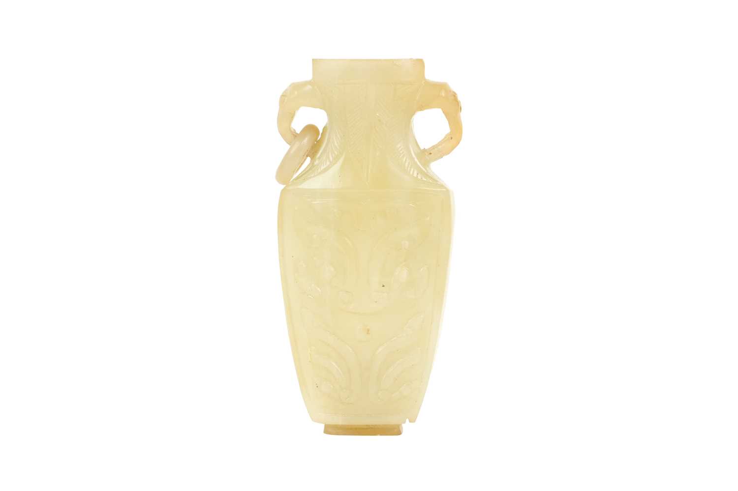 Lot 4 - A CHINESE ARCHAISTIC YELLOW JADE VASE