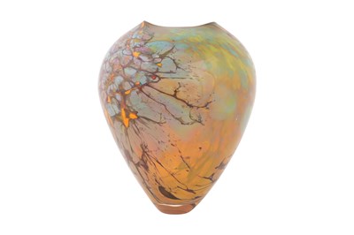 Lot 82 - A POLYCHROME FREE-BLOWN GLASS DESIGN VASE BY PETER LAYTON (BRITISH, b. 1937)