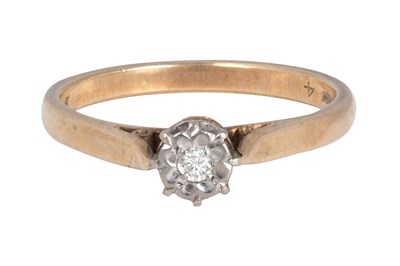 Lot 12 - A 9K GOLD DIAMOND SOLITAIRE RING