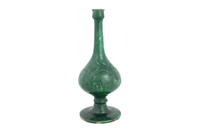 Lot 129 - A PERSIAN CELADON-STYLE MONOCHROME GREEN-GLAZED POTTERY VASE