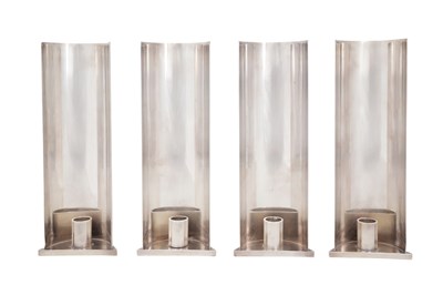 Lot 73 - FOUR CHRISTIAN DIOR SILVER-PLATED DESIGN CANDLESTICKS