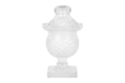 Lot 71 - A LATE VICTORIAN CRYSTAL-CUT GLASS LIDDED URN