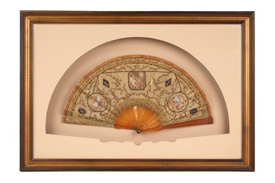 Lot 41 - A EUROPEAN POLYCHROME-PAINTED FAN WITH SEQUINS
