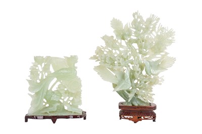 TWO CHINESE SERPENTINE CARVINGS