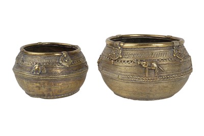 Lot 156 - TWO DHOKRA LOST-WAX CAST COPPER BASKETS