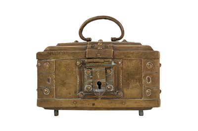 Lot 137 - AN INDIAN COPPER JEWELLERY CASKET AND DOWRY BOX