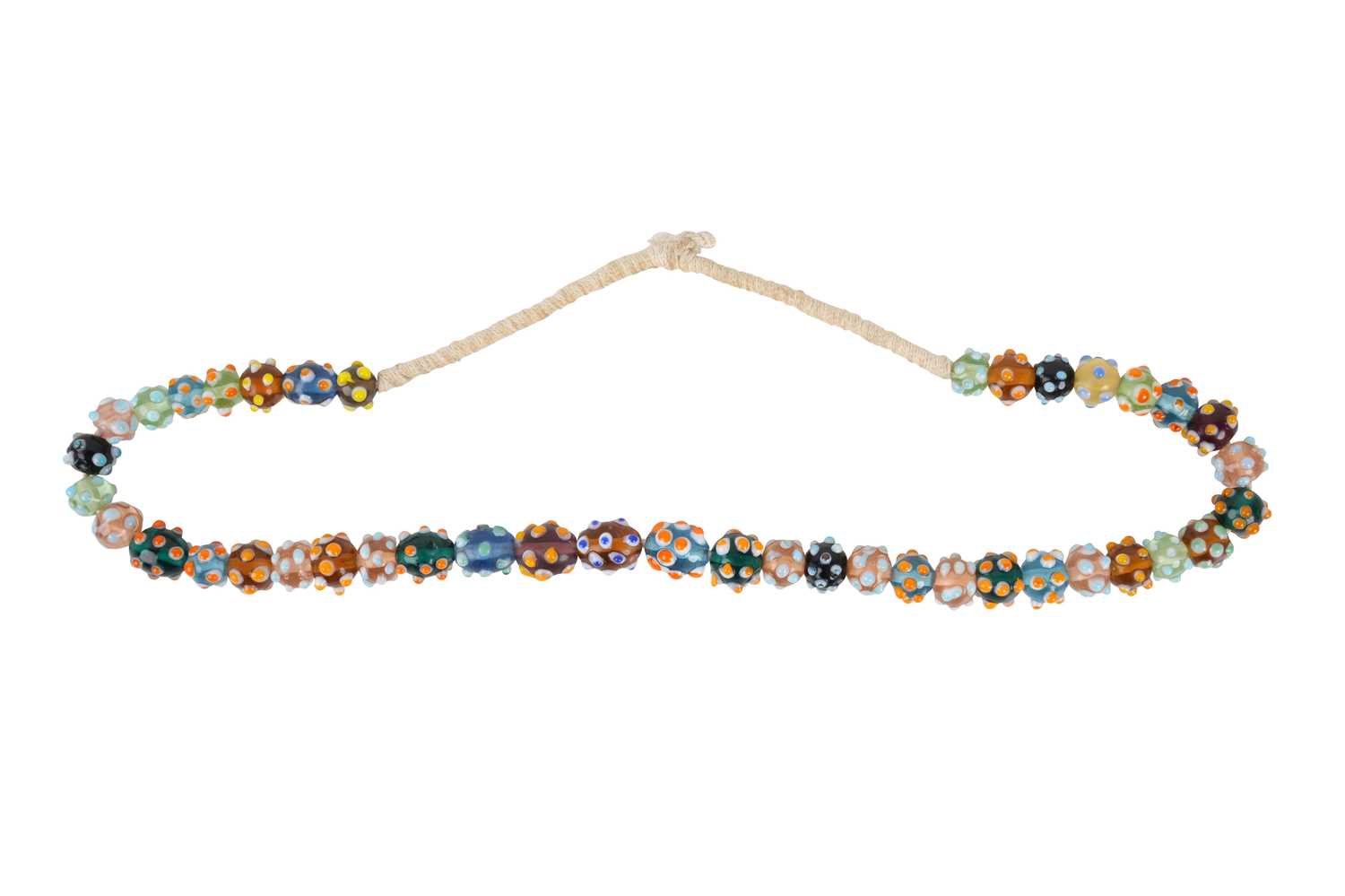 Lot 128 - A MULTI-COLOURED LAMPWORK GLASS BEAD NECKLACE