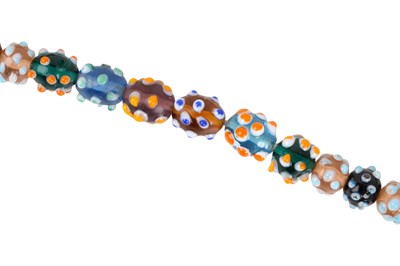 Lot 128 - A MULTI-COLOURED LAMPWORK GLASS BEAD NECKLACE