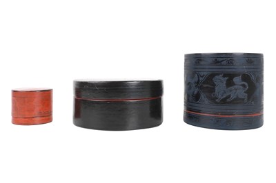 Lot 136 - THREE BURMESE LACQUERED BETEL BOXES