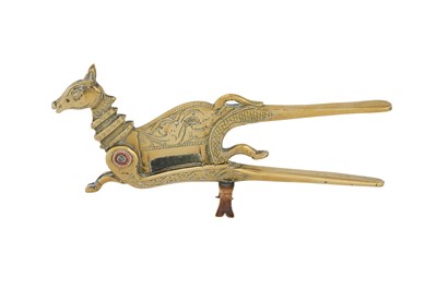 Lot 175 - A LARGE INDIAN ZOOMORPHIC BRASS BETEL NUT CRACKER