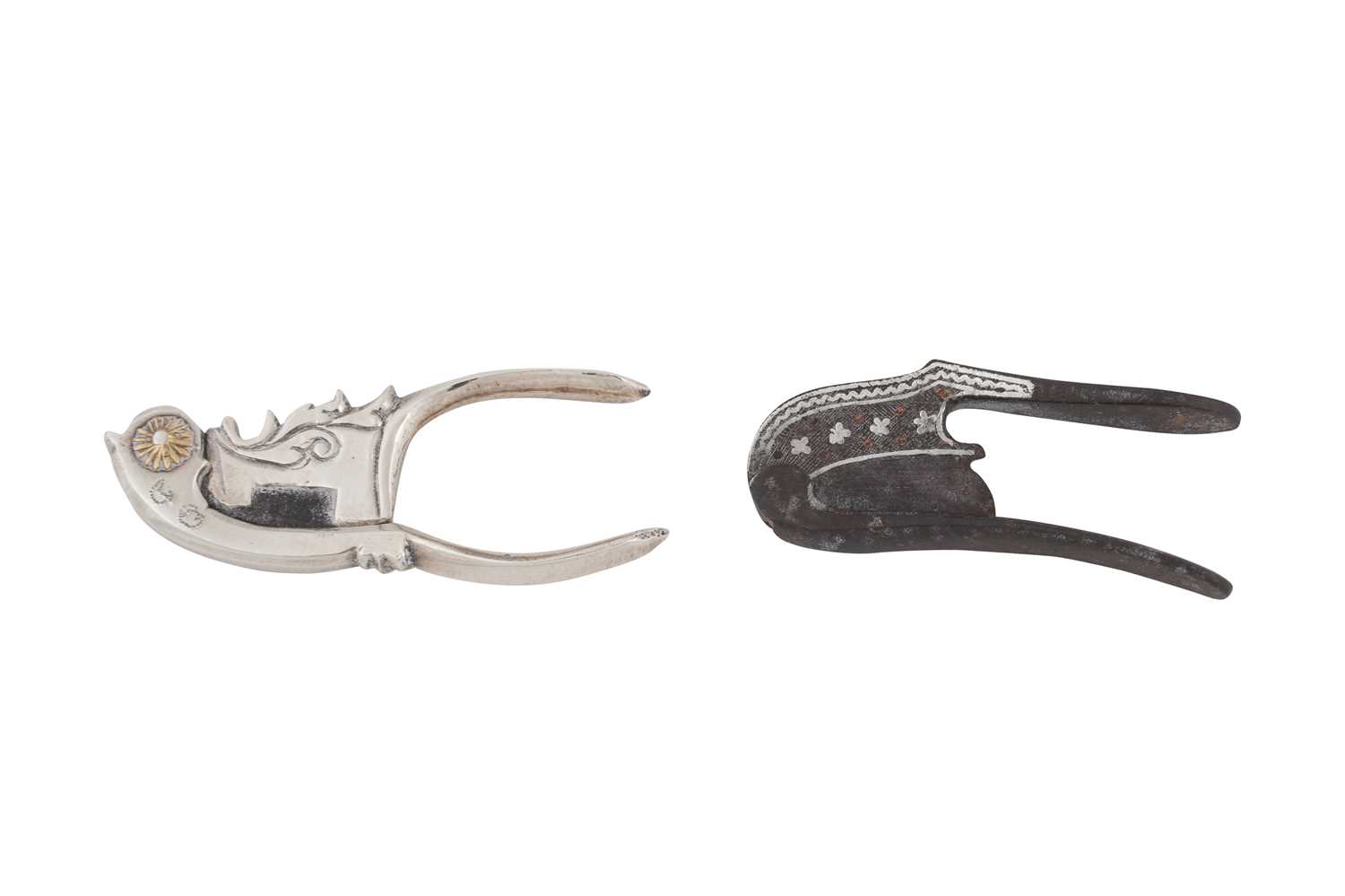 Lot 177 - TWO MINIATURE INDIAN BETEL NUT CRACKERS