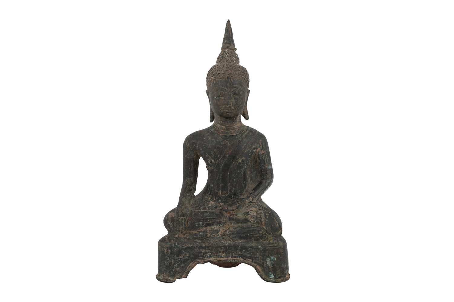 Lot 172 - A THAI BRONZE SEATED BUDDHA FIGURINE
