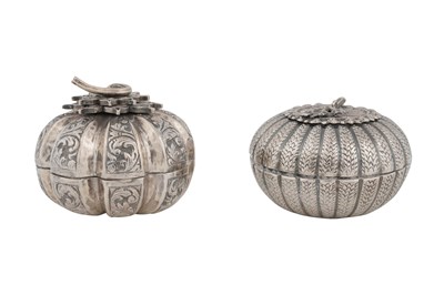 Lot 251 - TWO SILVER BOXES IN THE SHAPE OF GOURDS