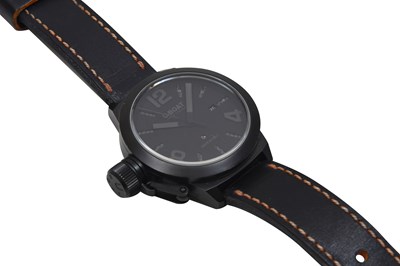 Lot 25 - A MEN'S ITALIAN U-BOAT STAINLESS STEEL WITH BLACK PVD AUTOMATIC WRISTWATCH