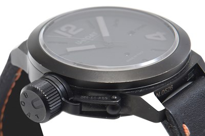 Lot 25 - A MEN'S ITALIAN U-BOAT STAINLESS STEEL WITH BLACK PVD AUTOMATIC WRISTWATCH
