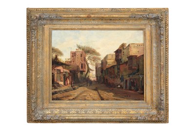 Lot 116 - A FRENCH ORIENTALIST PAINTING: A STREET SCENE IN THE LEVANT