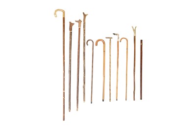 Lot 74 - A COLLECTION OF ELEVEN WALKING STICKS, PARADE STICKS, AND CANES