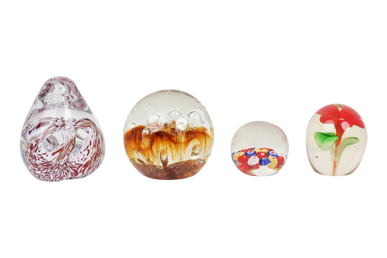 Lot 77 - A SET OF FOUR GLASS PAPERWEIGHTS