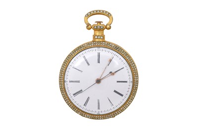 Lot 436 - AN EXTREMELY RARE BOVET GUILLOCHÉ ENAMEL AND PEARL OPEN FACE POCKET WATCH.
