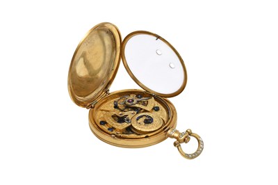 Lot 436 - AN EXTREMELY RARE BOVET GUILLOCHÉ ENAMEL AND PEARL OPEN FACE POCKET WATCH.
