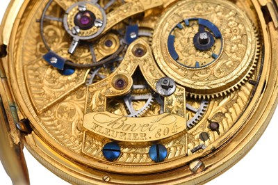 Lot 436 - AN EXTREMELY RARE BOVET GUILLOCHÉ ENAMEL AND PEARL OPEN FACE POCKET WATCH.