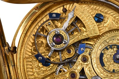 Lot 436 - AN EXTREMELY RARE BOVET GUILLOCHÉ ENAMEL AND PEARL OPEN FACE POCKET WATCH.