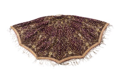 Lot 275 - AN INDIAN EMBROIDERED PURPLE VELVET CEREMONIAL PARASOL COVER