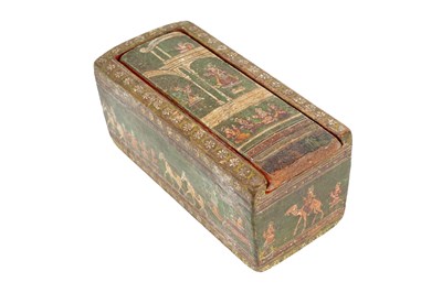 Lot 113 - A SET OF POLYCHROME-PAINTED, GILT AND LACQUERED NINETY-SIX MUGHAL GANJIFA PLAYING CARDS AND BOX