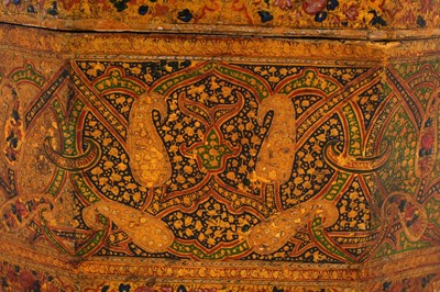 Lot 114 - A KASHMIRI LACQUERED PAPIER-MÂCHÉ TURBAN HOLDER WITH FLORAL AND PAISLEY MOTIFS