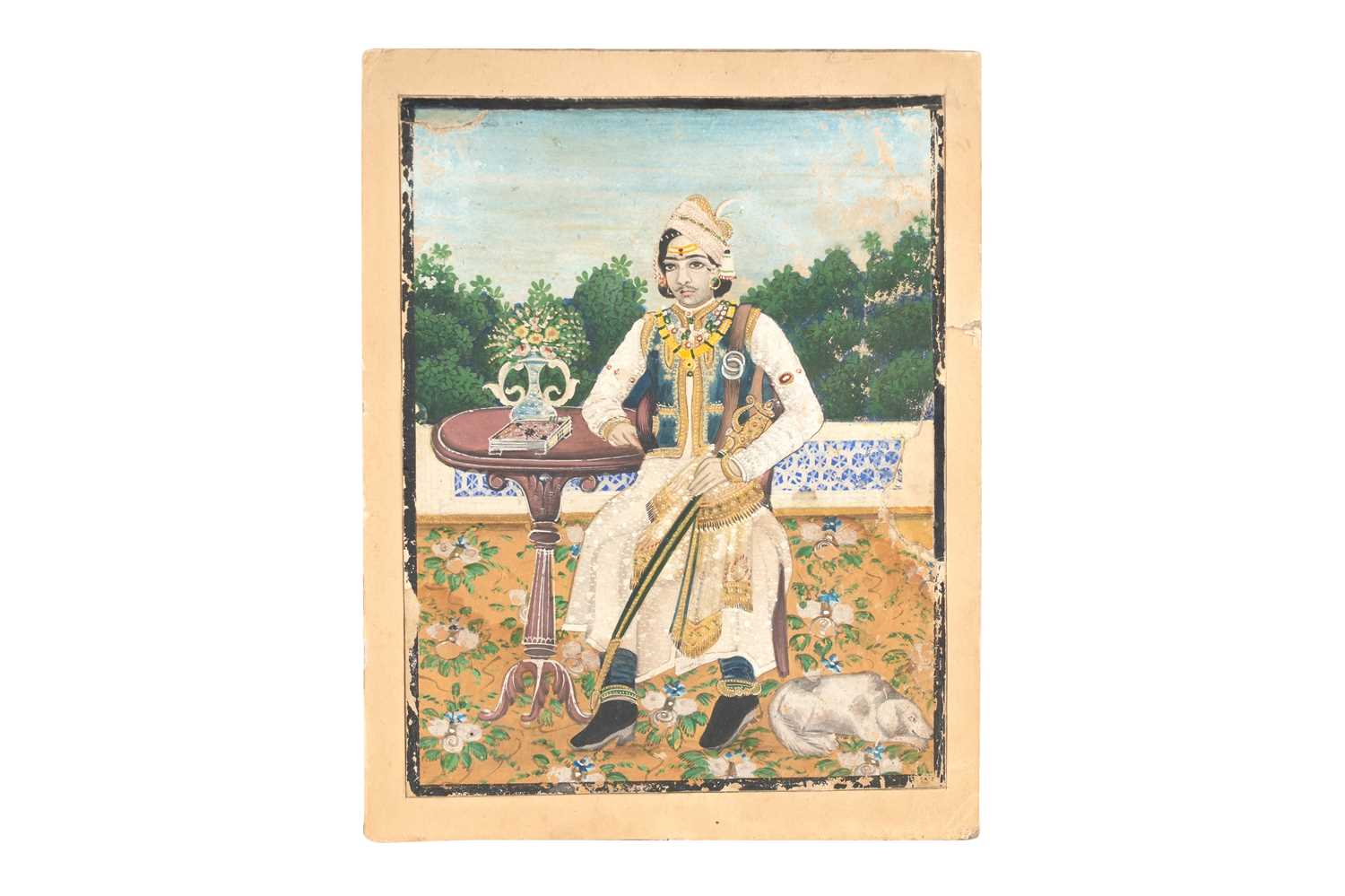 Lot 41 - A SEATED PORTRAIT OF AN INDIAN PRINCELY FIGURE