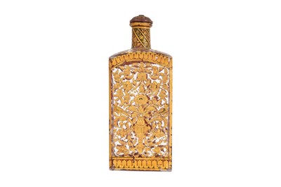 Lot 232 - A MUGHAL MOULD-BLOWN ENAMELLED AND GILT GLASS BOTTLE