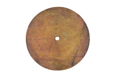 Lot 187 - A QAJAR BRASS ASTROLABE WITH FOUR PLATES