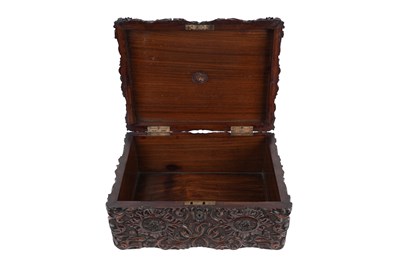 Lot 167 - A DUTCH COLONIAL CARVED ROSEWOOD LIDDED BOX