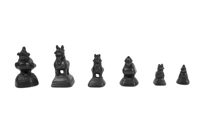 Lot 173 - ELEVEN BRONZE BURMESE OPIUM WEIGHTS WITH BRAHMI DUCKS AND QILINS