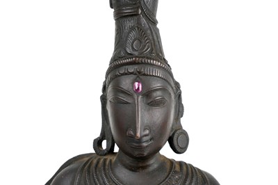 Lot 171 - A CHOLA-REVIVAL BRONZE STATUE OF ARDHANARISHVARA (अर्धनारीश्व)