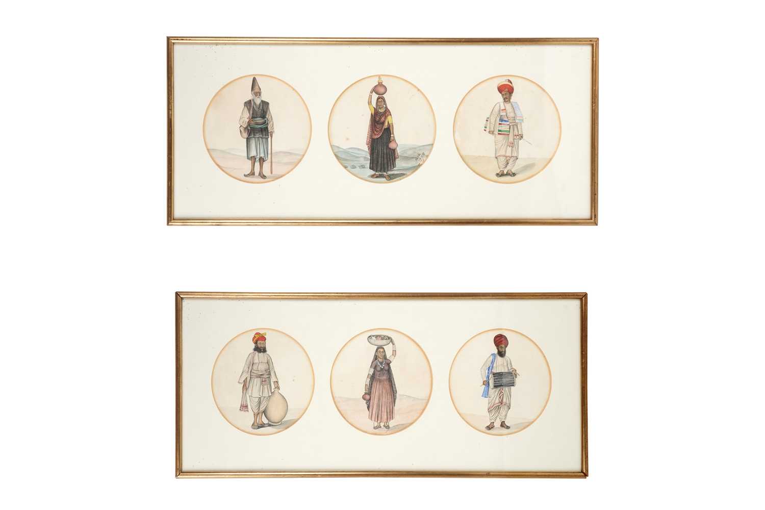 Lot 40 - SIX COMPANY SCHOOL WATERCOLOUR PORTRAITS OF INDIAN PEOPLE AND TRADESMEN