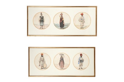 Lot 40 - SIX COMPANY SCHOOL WATERCOLOUR PORTRAITS OF INDIAN PEOPLE AND TRADESMEN