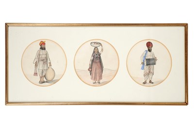 Lot 40 - SIX COMPANY SCHOOL WATERCOLOUR PORTRAITS OF INDIAN PEOPLE AND TRADESMEN