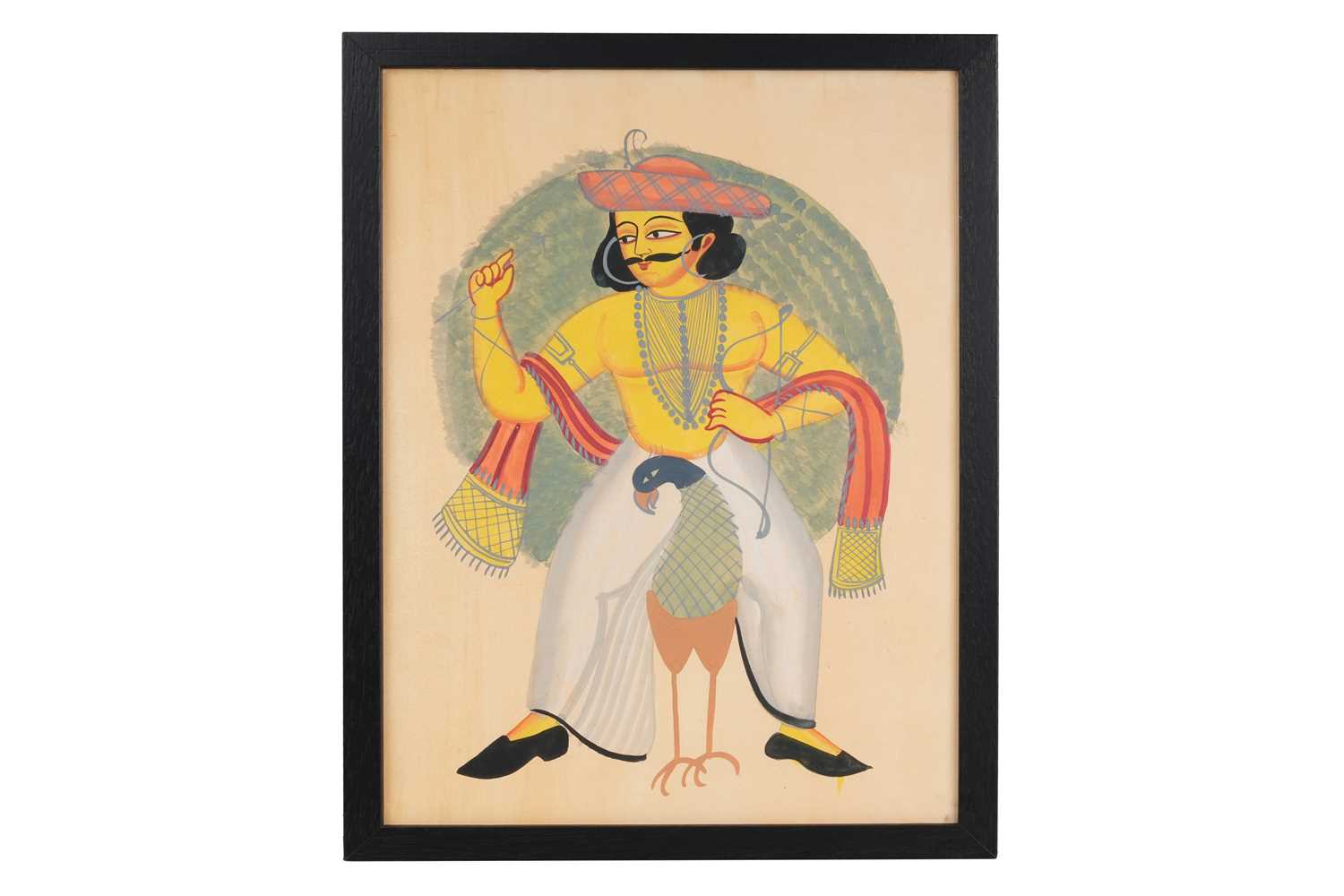Lot 50 - A KALIGHAT PAINTING OF THE HINDU GOD OF WAR SKANDA