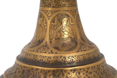 Lot 183 - A PAIR OF ZAND-STYLE QAJAR MONUMENTAL BRASS VASES