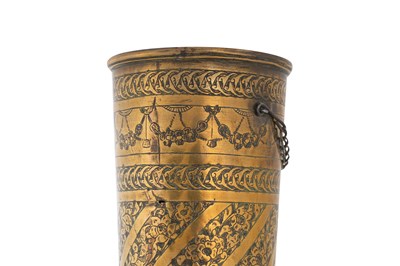 Lot 183 - A PAIR OF ZAND-STYLE QAJAR MONUMENTAL BRASS VASES