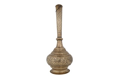 Lot 183 - A PAIR OF ZAND-STYLE QAJAR MONUMENTAL BRASS VASES