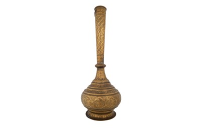 Lot 183 - A PAIR OF ZAND-STYLE QAJAR MONUMENTAL BRASS VASES