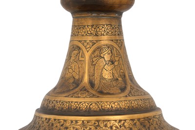Lot 183 - A PAIR OF ZAND-STYLE QAJAR MONUMENTAL BRASS VASES
