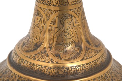 Lot 183 - A PAIR OF ZAND-STYLE QAJAR MONUMENTAL BRASS VASES